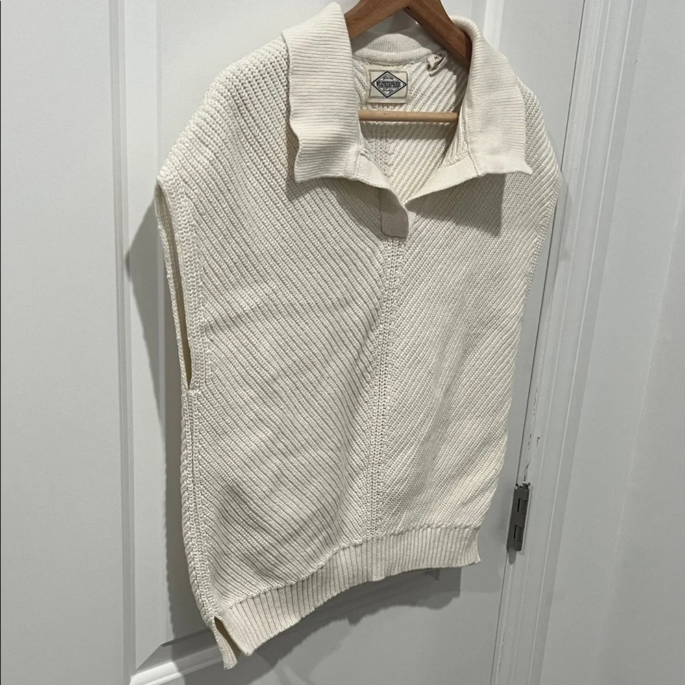 Weatherproof 100% Cotton Cream Knit Sweater‎ Vest Size Medium